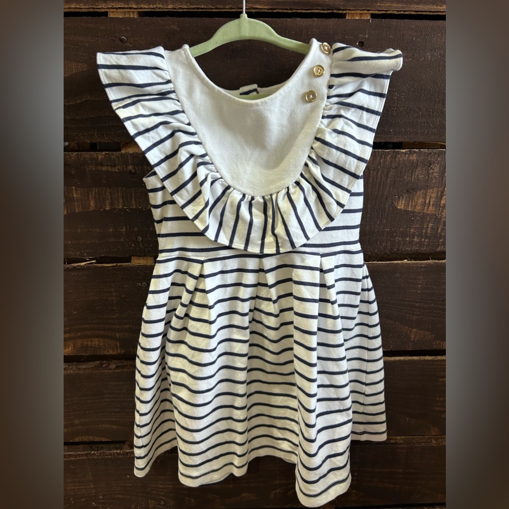 Janie and Jack girls navy stripe dress size 4